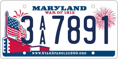 MD license plate 3AA7891