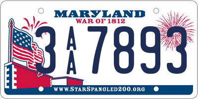 MD license plate 3AA7893