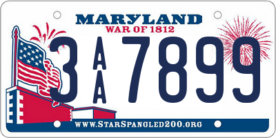 MD license plate 3AA7899