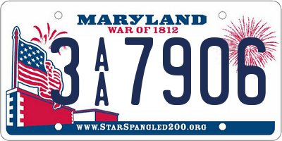 MD license plate 3AA7906