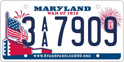 MD license plate 3AA7909