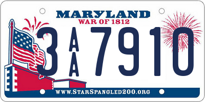 MD license plate 3AA7910