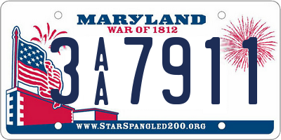 MD license plate 3AA7911