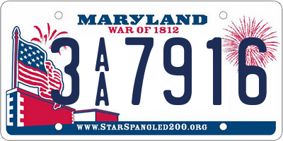 MD license plate 3AA7916