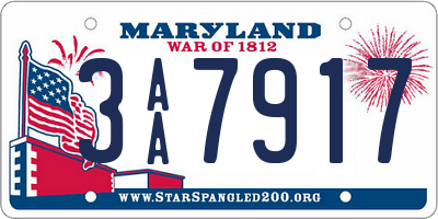 MD license plate 3AA7917