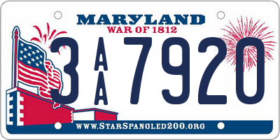 MD license plate 3AA7920