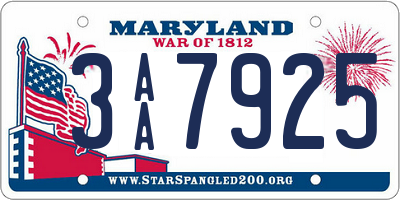 MD license plate 3AA7925