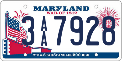 MD license plate 3AA7928