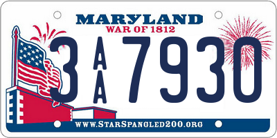 MD license plate 3AA7930