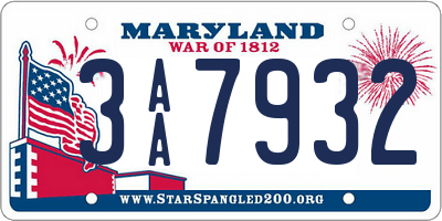 MD license plate 3AA7932