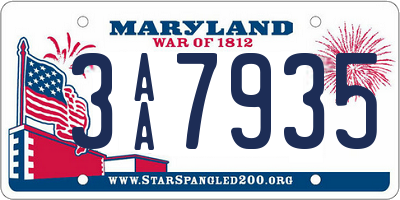 MD license plate 3AA7935