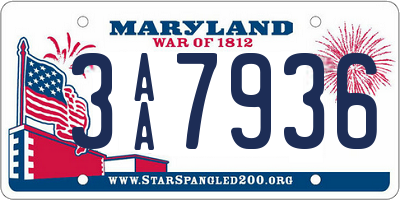 MD license plate 3AA7936