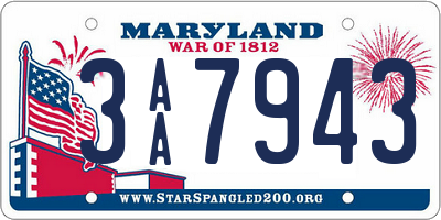 MD license plate 3AA7943