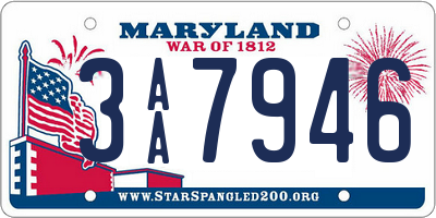 MD license plate 3AA7946