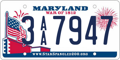 MD license plate 3AA7947