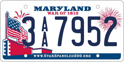 MD license plate 3AA7952