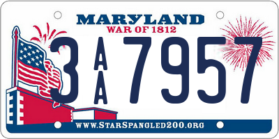 MD license plate 3AA7957