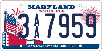 MD license plate 3AA7959