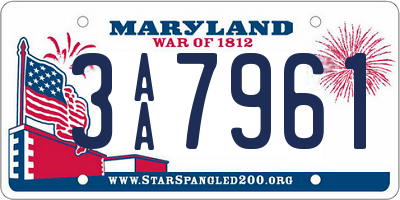 MD license plate 3AA7961