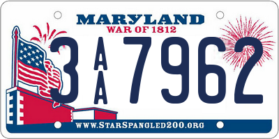 MD license plate 3AA7962