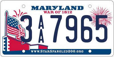 MD license plate 3AA7965