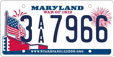 MD license plate 3AA7966