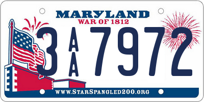 MD license plate 3AA7972