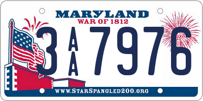 MD license plate 3AA7976