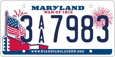 MD license plate 3AA7983