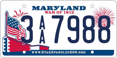 MD license plate 3AA7988