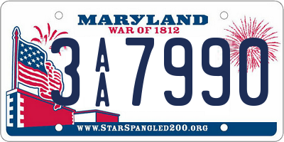 MD license plate 3AA7990