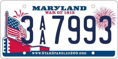 MD license plate 3AA7993