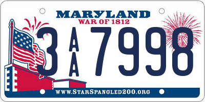 MD license plate 3AA7998