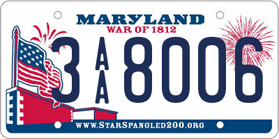 MD license plate 3AA8006