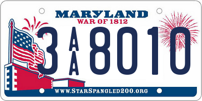 MD license plate 3AA8010