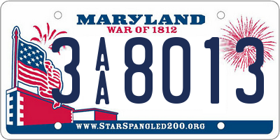 MD license plate 3AA8013