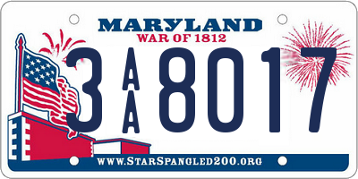 MD license plate 3AA8017