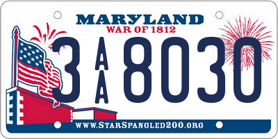 MD license plate 3AA8030