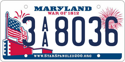 MD license plate 3AA8036