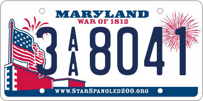 MD license plate 3AA8041