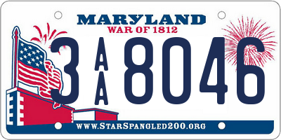 MD license plate 3AA8046