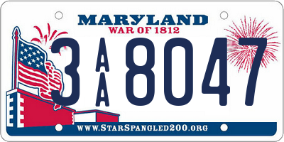 MD license plate 3AA8047