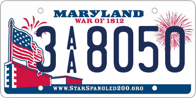 MD license plate 3AA8050