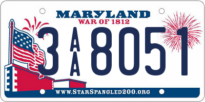 MD license plate 3AA8051