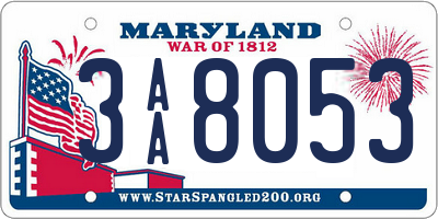 MD license plate 3AA8053