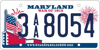MD license plate 3AA8054