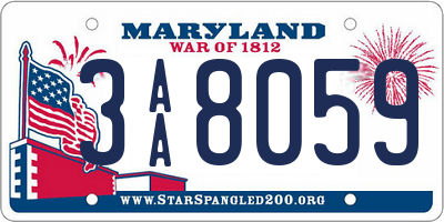 MD license plate 3AA8059