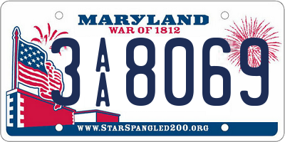 MD license plate 3AA8069