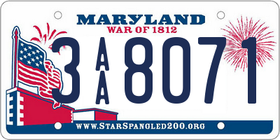 MD license plate 3AA8071