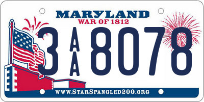 MD license plate 3AA8078